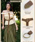 Badass Medieval Leather Belt For Renaissance Cosplay And Hella Cool Pirate Viking Props Featuring Embossed Buckle With Adjustable Waist Strap shown on a model with brown leather and metal accents.