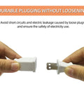 Hands holding 10 Ft Flat White Indoor Extension Cord 2 Prong Power Cable Polarity Safe 1250W 10A For Holiday Lights Lamps Cameras