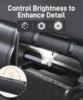 Rifle Borescope USB-C For iPhone 15/16 And Android showing brightness control and LEDs for gun barrel inspection