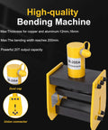 Handheld Hydraulic Busbar Bender Machine With Angle Indicator 20 Ton Press for bending copper and aluminum sheets up to 200mm.