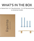 Box contents of 5 Pack Champagne Bronze Curved Cabinet Handles For Kitchen Cabinets And Drawer Fronts with mounting screws.