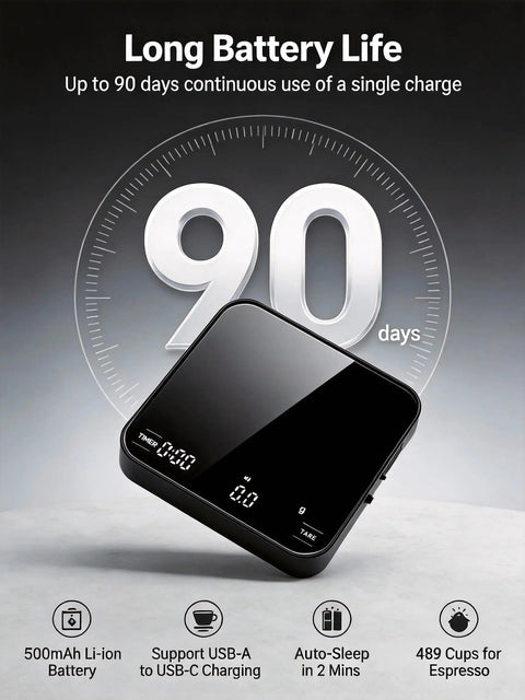 Mini Coffee Scale Digital With Four Modes 0.1g Precision Touch Screen LED Display 2099g Max Capacity Waterproof Compact
