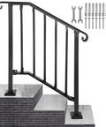 Outdoor Steps Handrail For 1 To 3 Steps With Installation Kit, Durable Stair Railing For Concrete Or Wooden Stairs, 39 Inch Long