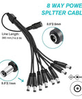 8-way splitter cable for 12V 5A security camera power supply, Lorex Samsung Q See Night Owl Swann Annke, AC 100-240V adapter