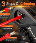 Self Adjusting Ratchet Ferrule Crimping Tool Kit Pro Grade With Quadrilateral Ferrule Crimper AWG 28 To 5 usage diagram