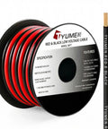 Heavy Duty 14 Gauge Red Black Wire 50Ft 14/2 AWG Parallel DC Cable For 12V 24V LED Strip Lights And Lamp Tape Copper Clad Aluminum Extension Cord For Home And Auto Use shown on spool