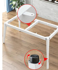 Rock Solid Industrial Iron Table Legs With Adjustable Leveling Feet For Diy Dining Desk Or Bench Straight Heavy Duty Build showcasing leveling feet detail.