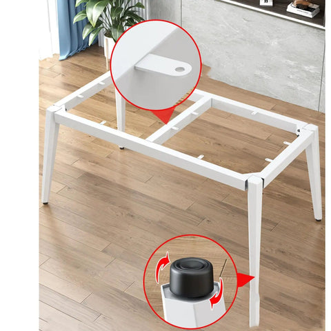 Rock Solid Industrial Iron Table Legs With Adjustable Leveling Feet For Diy Dining Desk Or Bench Straight Heavy Duty Build showcasing leveling feet detail.