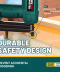Cordless 2 In 1 Nail Gun And Staple Gun Kit With 20V Battery And Charger 18 Gauge Brad Nailer highlighting durable safety design.