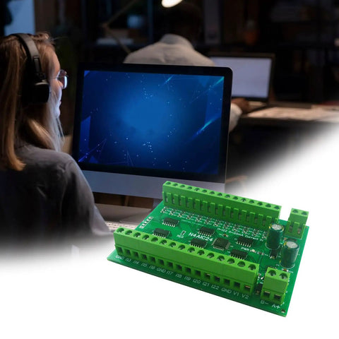 24 Channel RTU Control Module With RS485 Analog Input Collector shown in front of a computer screen.