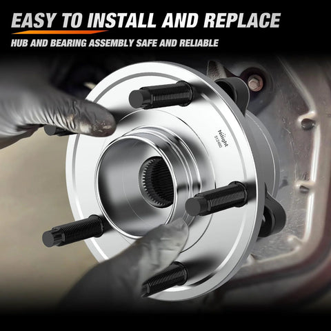 Front Or Rear Wheel Bearing And Hub Assembly For Ford Explorer 2011-2018 And Police Interceptor Utility 2013-2018, 5-Lug, 4-Hole Flange, Pre-Greased shown being installed