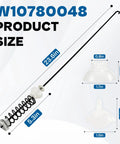 Washer Suspension Rod Kit Beefy Stainless Steel With Quick Return Spring, 23.6 inches, W10780048 and dimensions shown
