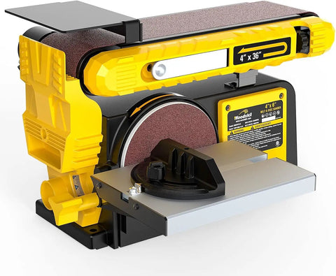 Pro Grade Belt And Disc Sander Combo With 4x36 Inch Belt And 6 Inch Disc, 3/4 HP Motor, Upgraded Model featuring tiltable table
