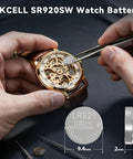 No Fuss SR920SW Watch Batteries Ten Pack Compatible With 370 371 AG6 Button Cells Deliver Steady Long Lasting Power For Your Favorite Wristwatches Mercury Free Zero Lead, installation in a gold watch.
