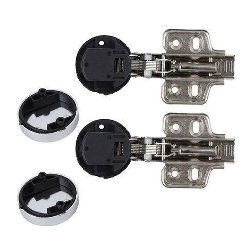 Stainless Steel Glass Cabinet Door Hinge With Hydraulic Damping Buffer No Slam Soft Close For Bookcase Doors 2 Pack Middle Bend Half Overlay 9mm