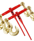 Two Pack Ratchet Load Binder Set 3/8 To 1/2 Inch With 1/2 Inch Grab And Slip Hooks, Designed For 3/8-1/2 Grade 70 Transport Chains
