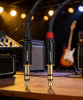 Gold Plated One Quarter Inch TRS Audio Cable One Foot Two Pack Professional Balanced Male To Male for Studio Monitors