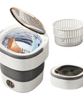 No Sweat Portable Washing Machine With Spin Basket, Super Slick Foldable Washer featuring three deep clean modes and removable basket.