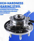 Front Wheel Bearing Hub Assembly 515142 For 4x4 6 Lug Trucks ABS Compatible Fits Lincoln Navigator 2011-2014 Ford F-150 2011-2014 Expedition 2011-2014 4WD, high-hardness steel close-up view with connector visible