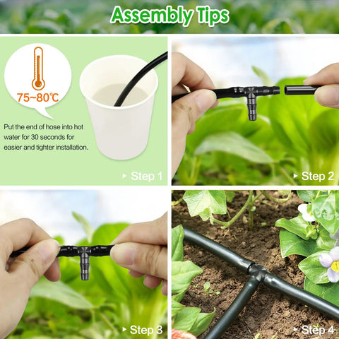 Step-by-step guide for 246 Piece 1 Quarter Inch Drip Irrigation Fittings Kit With Barbed Couplings Tees Elbows Crosses End Caps