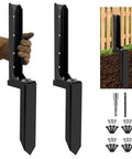 Fence Post Repair Kit Featuring Heavy Duty Steel Ground Spikes And Rock Solid Anchors, detailed close-up of anchoring stakes.