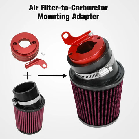Beefed Up Air Filter Adapter Kit For Predator 212cc 196cc Coleman CT200U mini bike red kit with mounting adapter components