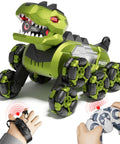 Gesture Sensing Dinosaur Monster Truck Remote Control Car With 8WD Off Road Stunt Vehicle For Kids Aged 6 7 8 9 10 11 12 13 14 Perfect Birthday Gift For Boys And Girls, green dino design with remote.