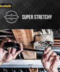 Hands applying 3/4 Inch Vinyl Electrical Tape For Splices And Wire Repairs, 66 Feet Long, 7 Mil Thick, Indoor Outdoor Use, High Adhesion Insulation Up To 600V, Protective Jacket For Primary Insulation And High Voltage Cable Repairs to ceiling wiring.