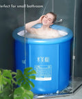 Portable Foldable Ice Bath And Hot Tub For Athletes Pro Grade Unisex Inflatable Three Layer PVC Spa Freestanding Bathtub in use