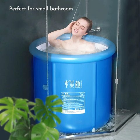 Portable Foldable Ice Bath And Hot Tub For Athletes Pro Grade Unisex Inflatable Three Layer PVC Spa Freestanding Bathtub in use