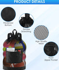 Beast Size Soccer Ball Bag With Dual Shoulder Straps And Top Handle Heavy Duty Mesh Gear Tote For Soccer Equipment 17x27 with pocket