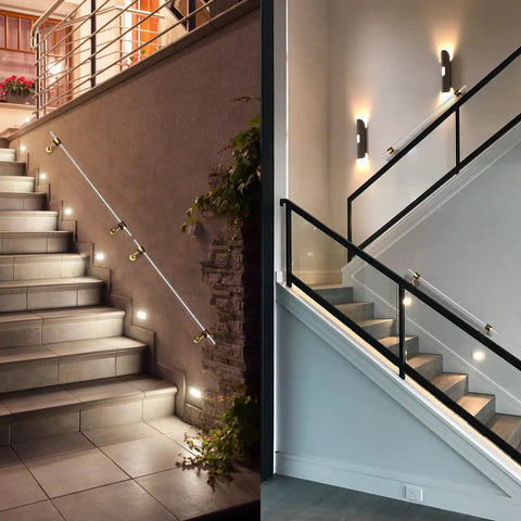 Sturdy 2 Pack Acrylic Indoor Stair Handrail Kit With Golden Wall Mount Brackets Crystal Clear Lucite Rail For Stairs 3.3 Ft Each 6.6 Ft Total 1.6 In Diameter Slick Modern Safe Staircase Upgrade in different settings