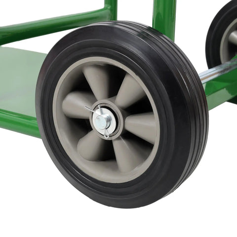 Built Like A Tank Cylinder Cart Welding Cylinder Hand Truck For Dual Oxygen Tank Hauling Made Simple With Eight Inch Solid Rubber Wheels That Roll Smooth And Carry Up To Four Forty Pounds Without Drama In Green