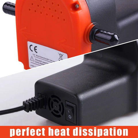Rear view of the 12V 100W Oil Change Pump Extractor Upgraded No Mess No Fuss Electric Oil And Diesel Fluid Transfer Pump showcasing heat dissipation features.