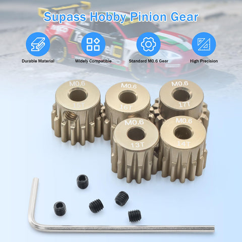 Dope Aluminum 7075 M0.6 Pinion Gear Set 13T 14T 15T 16T 17T For 1/10 RC Cars with screws and tool