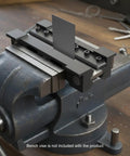 8 Inch Magnetic Vise Brake Bender for Sheet Metal, Cast Iron Construction in use on bench vise, home workshop tool