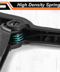 Close-up of spring mechanism on 12 Pack 3.5 Inch Heavy Duty Spring Clamps for Crafts and Backdrop Clips, durable nylon with fiberglass.