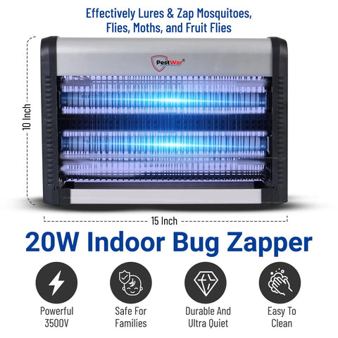 2 In 1 Indoor Bug Zapper With Built In Bait Tray And 3500V Power For Flying Insects Dual Attract And Zap Using UV Light