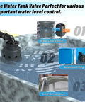 Heavy Duty 1 Inch Float Valve For Livestock Stock Tanks in a water tank, showcasing automatic filling and water level control.