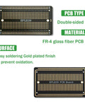 10 Piece Gold Plated Solderable Breadboard PCB Kit For DIY Electronics Projects, 3.5 By 2.05 Inches, black finish, gold plated surface