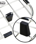 Close-up of Heavy Duty Stainless Steel Sink Grids 13 5/8 By 11 5/8 Inches, 2 Pack Center Drain Hole Rust Resistant Kitchen Sink Protectors with black feet.