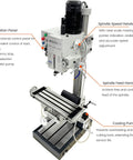 Gear Head Drill Press 220V 3 Phase 1.5KW Powerhouse with operation panel and cooling pump, 45mm capacity, R8 spindle shown