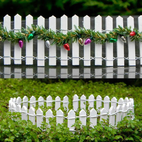 Miniature Fairy Garden Fence Set 40 Inch Long By 2 Inch Tall DIY Wood Picket Fence For Dollhouse White 2 Pack Perfect For Crafts
