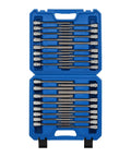 Extra Deep Hex Bit Socket Set For Three Eighth Inch Drive With 1/8 To 3/8 Inch And 3 To 10 Millimeter Allen Sockets in blue case