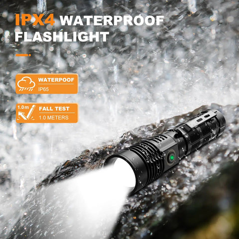 Rechargeable Tactical Flashlight With Long Range Beam Up To 1500 Meters USB Zoomable LED Spotlight Magnetic Base 5 Modes