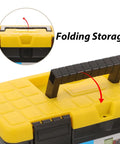Top Shelf Plastic Tool Stash Heavy Duty Portable Carry Case For Hand Tools And Fasteners Splashproof Electrician Gear Hauler handle detail