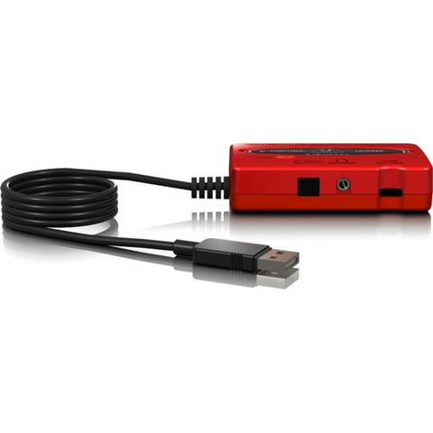 UCA222 USB Audio Interface With Ultra Low Latency 2 In 2 Out Digital Output Plug And Play For PC Mac side view with USB cable