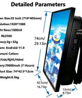 Slick Mobile Digital Advertising Backpack Display With 1000 Nits Brightness And 1920 X 1080 Resolution detailed parameters on a black background.