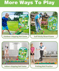 4 In 1 Kids Golf Set With Retractable Club, Putting Practice Mat, Three Sided Chipping Net, Sticky Boards, Cornhole Style Board
