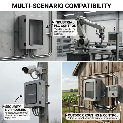 Heavy Duty EV Charger Enclosure With Secure Acrylic Viewing Window And Cylinder Lock 19X24 Inch NEMA 3R mounted for industrial use.